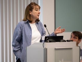 Katja Bender at panel "Perspectives of NGOs on the Role of Knowledge Transfer and Research-Practice Collaborations"